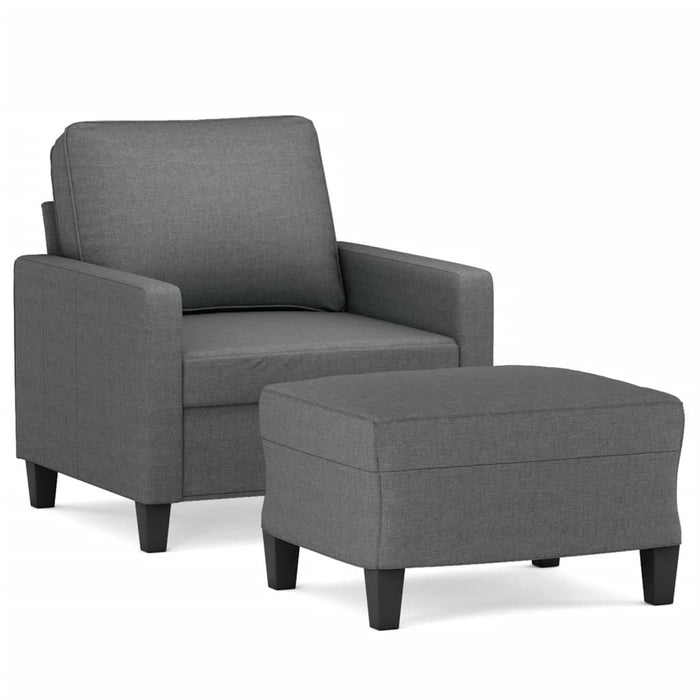 Fotoliu canapea cu taburet, gri închis, 60 cm, textil WALTI
