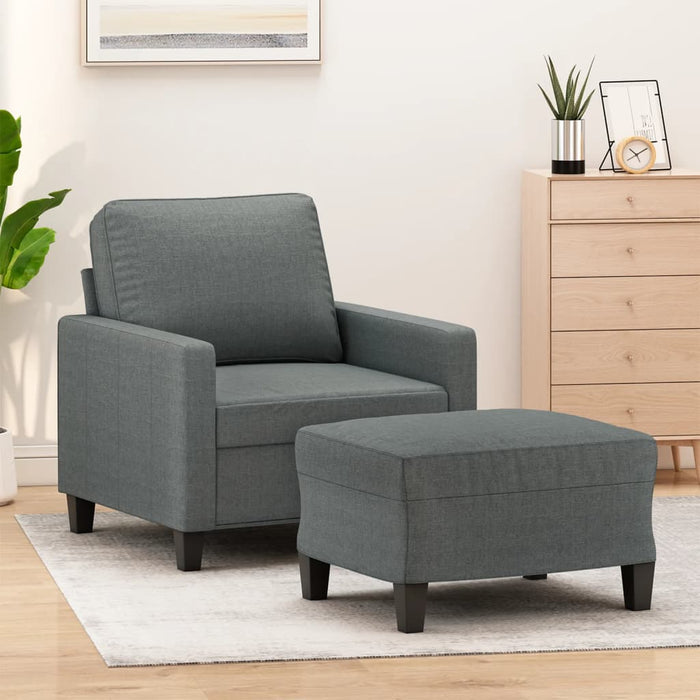Fotoliu canapea cu taburet, gri închis, 60 cm, textil WALTI