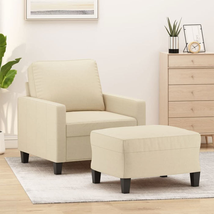 Fotoliu canapea cu taburet, crem, 60 cm, material textil - WALTI WALTI