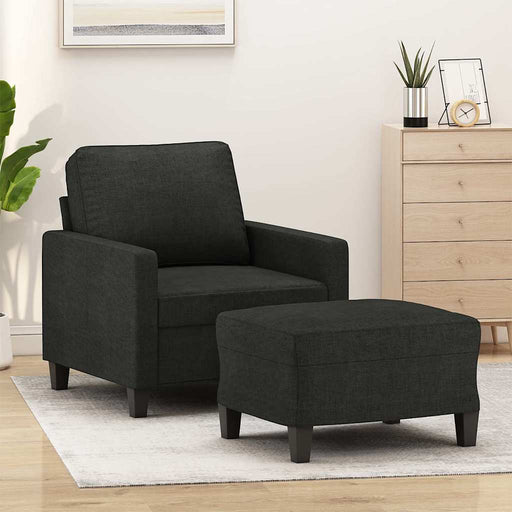 Fotoliu canapea cu taburet, negru, 60 cm, material textil - WALTI WALTI