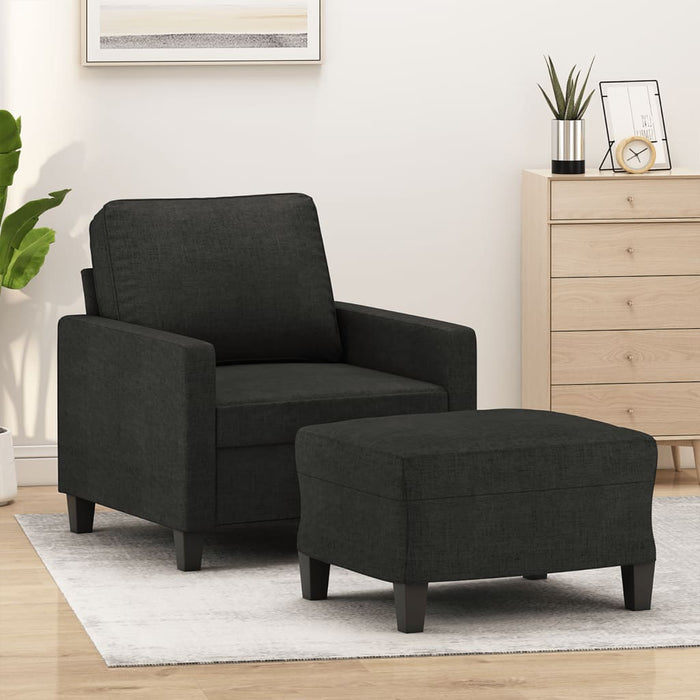 Fotoliu canapea cu taburet, negru, 60 cm, material textil - WALTI WALTI