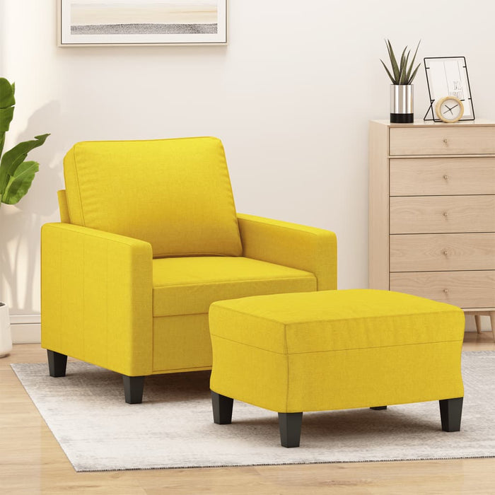 Fotoliu canapea cu taburet, galben deschis, 60 cm, textil - WALTI WALTI