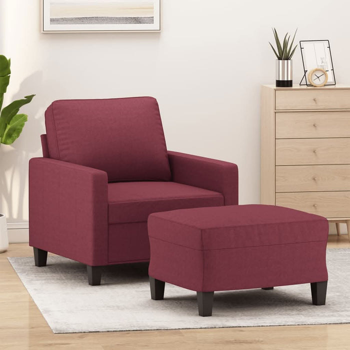 Fotoliu canapea cu taburet, roșu vin, 60 cm, material textil - WALTI WALTI