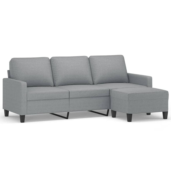 Canapea cu 3 locuri și taburet, gri deschis, 180 cm, textil - WALTI WALTI