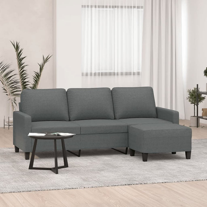 Canapea cu 3 locuri și taburet, gri închis, 180 cm, textil - WALTI WALTI