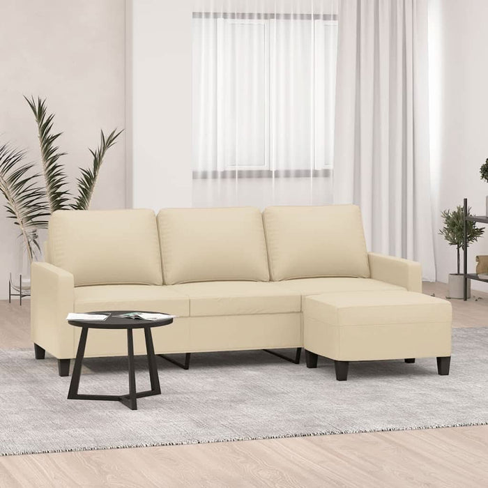 Canapea cu 3 locuri cu taburet, crem, 180 cm, material textil - WALTI WALTI