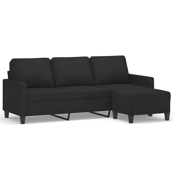 Canapea cu 3 locuri cu taburet, negru, 180 cm, material textil - WALTI WALTI