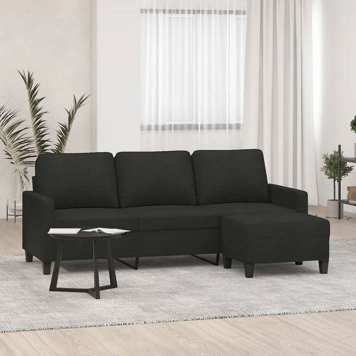 Canapea cu 3 locuri cu taburet, negru, 180 cm, material textil - WALTI WALTI