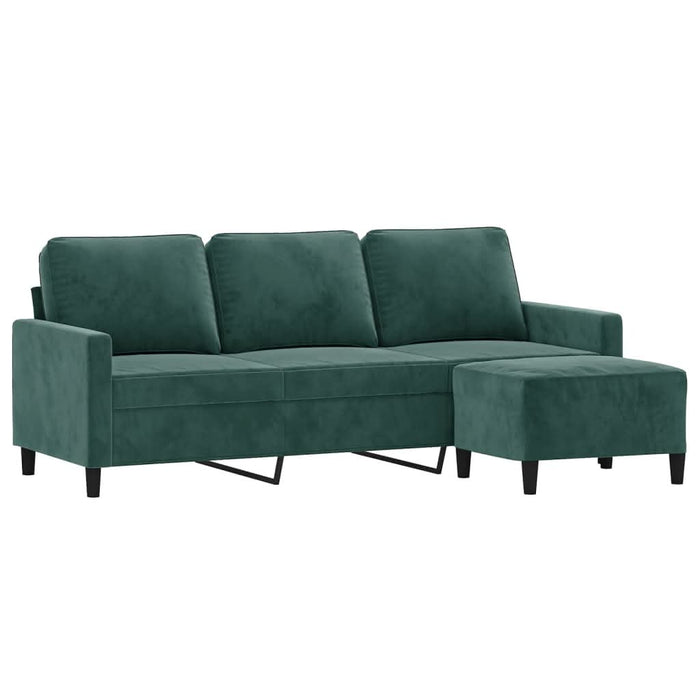 Canapea cu 3 locuri și taburet, verde închis, 180 cm, catifea - WALTI WALTI