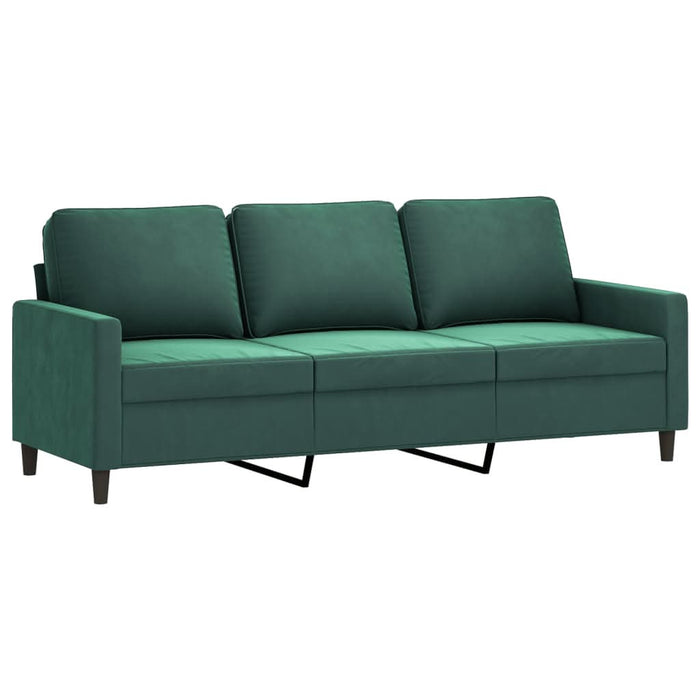 Canapea cu 3 locuri și taburet, verde închis, 180 cm, catifea - WALTI WALTI