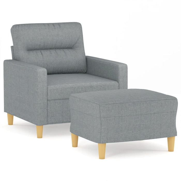 Fotoliu canapea cu taburet, gri deschis, 60 cm, textil WALTI