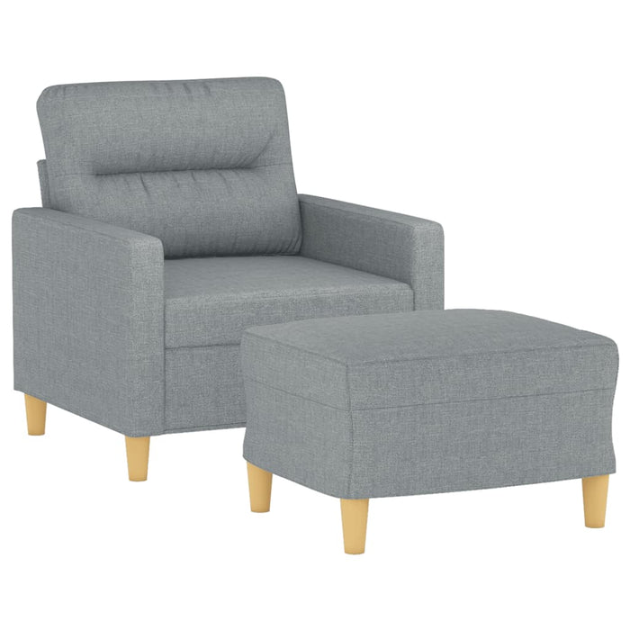 Fotoliu canapea cu taburet, gri deschis, 60 cm, textil WALTI