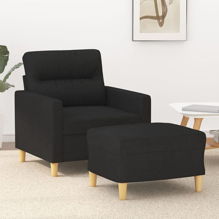 Fotoliu canapea cu taburet, negru, 60 cm, material textil - WALTI WALTI