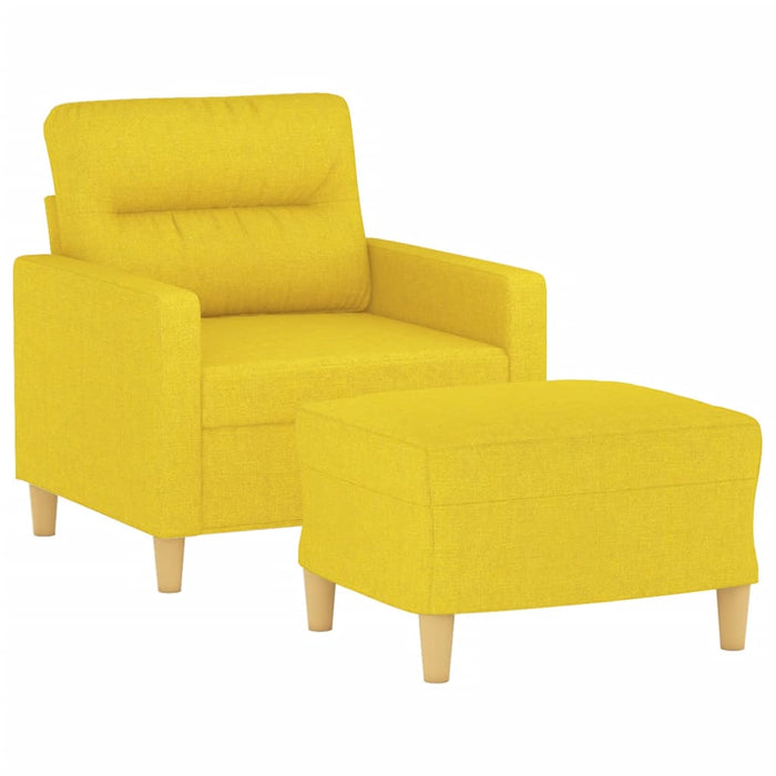 Fotoliu canapea cu taburet, galben deschis, 60 cm, textil WALTI