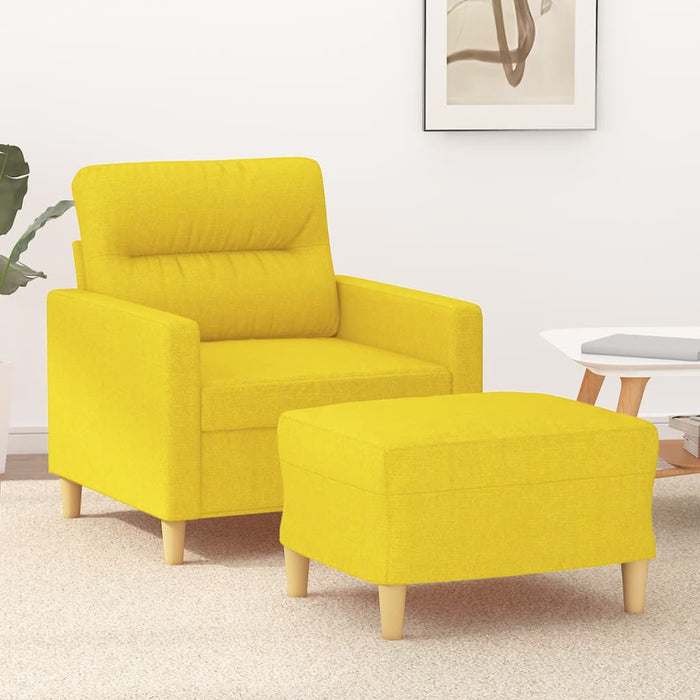 Fotoliu canapea cu taburet, galben deschis, 60 cm, textil WALTI