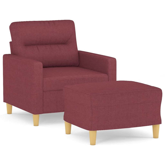 Fotoliu canapea cu taburet, roșu vin, 60 cm, material textil - WALTI WALTI