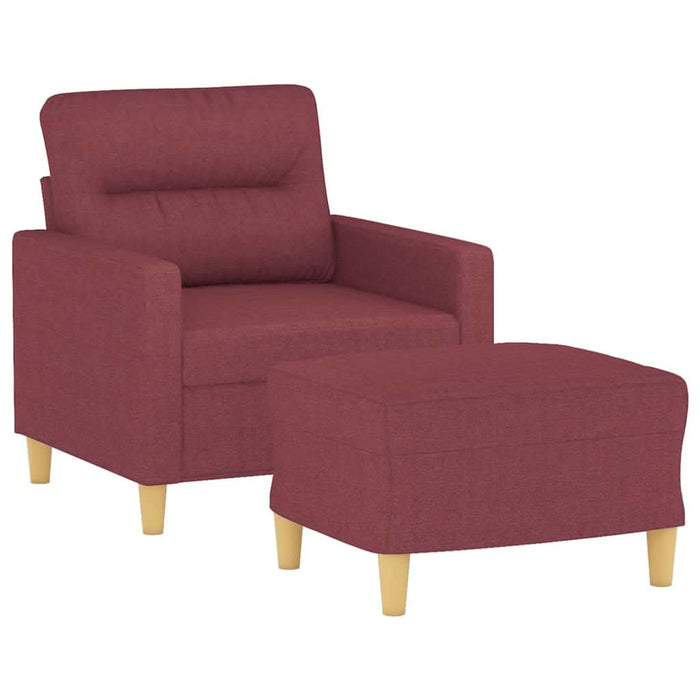 Fotoliu canapea cu taburet, roșu vin, 60 cm, material textil - WALTI WALTI