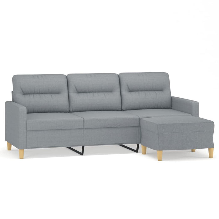 Canapea cu 3 locuri și taburet, gri deschis, 180 cm, textil - WALTI WALTI