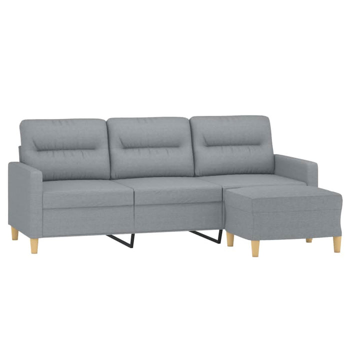 Canapea cu 3 locuri și taburet, gri deschis, 180 cm, textil - WALTI WALTI