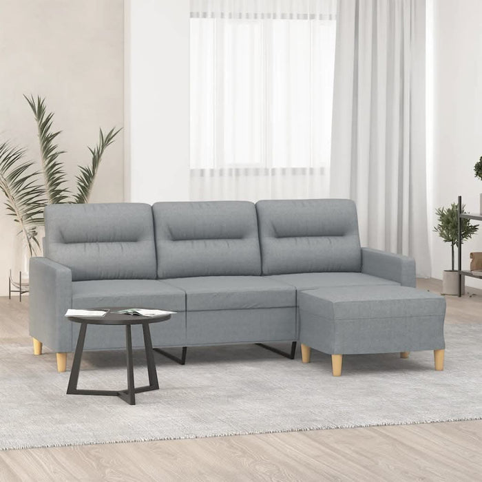 Canapea cu 3 locuri și taburet, gri deschis, 180 cm, textil - WALTI WALTI