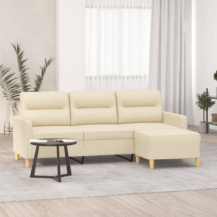 Canapea cu 3 locuri cu taburet, crem, 180 cm, material textil - WALTI WALTI
