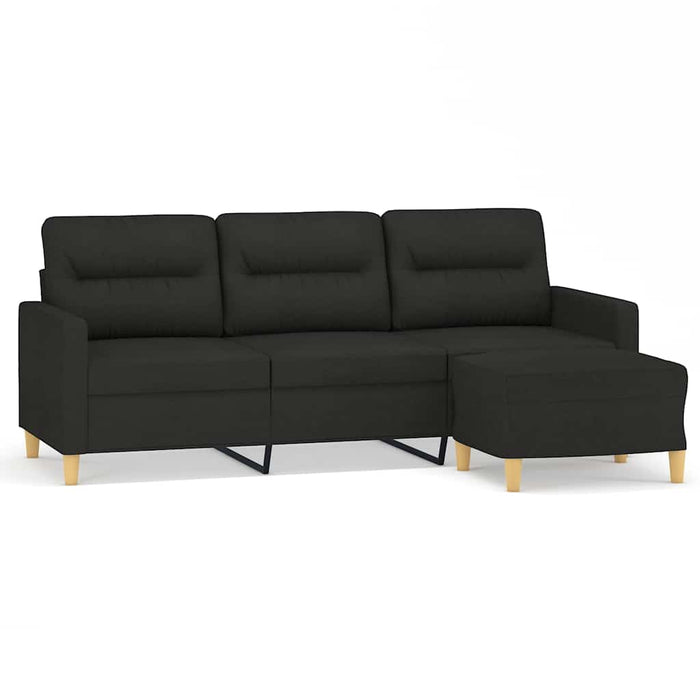 Canapea cu 3 locuri cu taburet, negru, 180 cm, material textil - WALTI WALTI