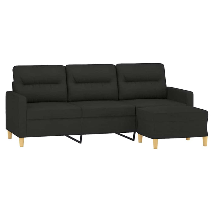 Canapea cu 3 locuri cu taburet, negru, 180 cm, material textil - WALTI WALTI