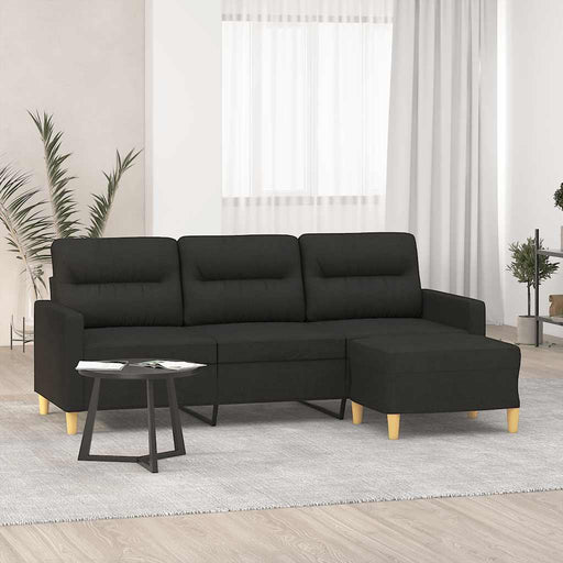 Canapea cu 3 locuri cu taburet, negru, 180 cm, material textil - WALTI WALTI
