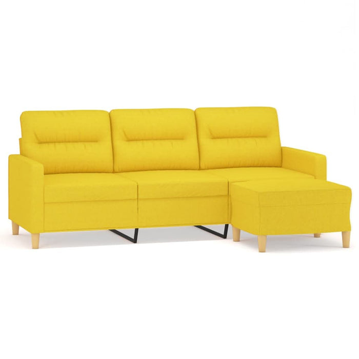 Canapea cu 3 locuri și taburet, galben deschis, 180 cm, textil - WALTI WALTI