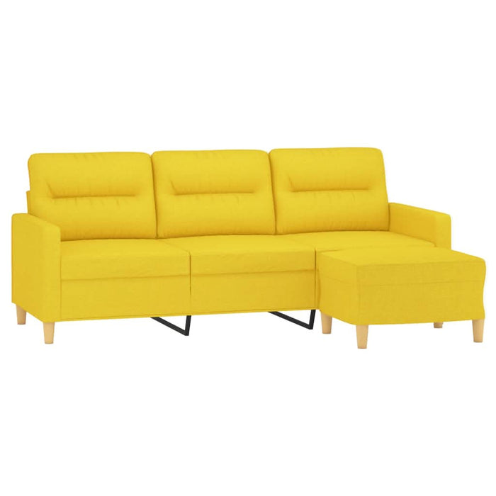 Canapea cu 3 locuri și taburet, galben deschis, 180 cm, textil - WALTI WALTI