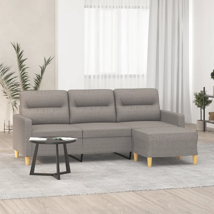 Canapea cu 3 locuri și taburet, taupe, 180 cm, material textil - WALTI WALTI