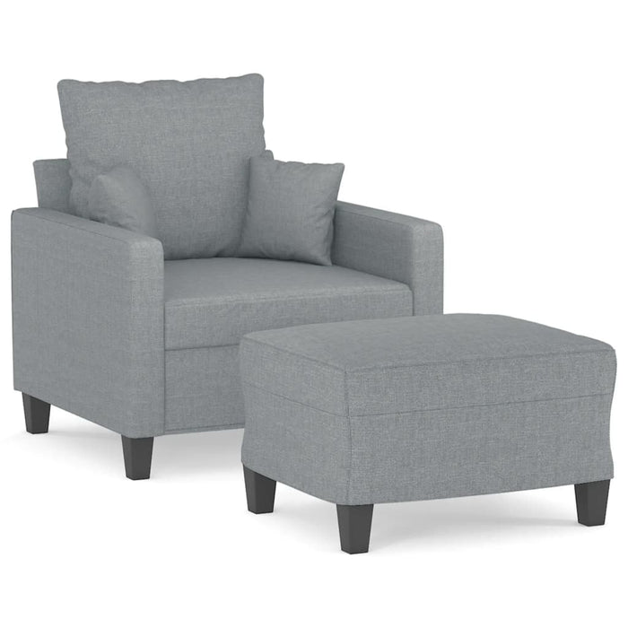 Fotoliu canapea cu taburet, gri deschis, 60 cm, textil WALTI