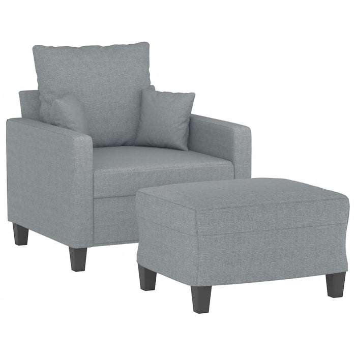 Fotoliu canapea cu taburet, gri deschis, 60 cm, textil WALTI
