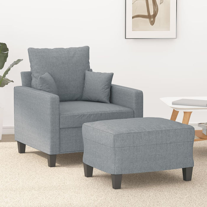 Fotoliu canapea cu taburet, gri deschis, 60 cm, textil WALTI