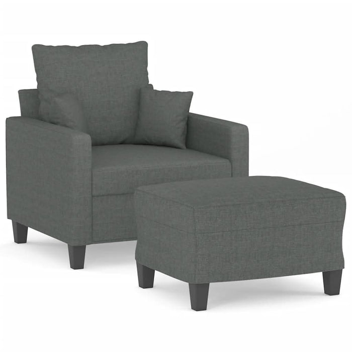 Fotoliu canapea cu taburet, gri închis, 60 cm, textil - WALTI WALTI