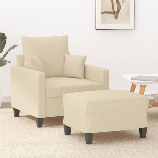 Fotoliu canapea cu taburet, crem, 60 cm, material textil - WALTI WALTI