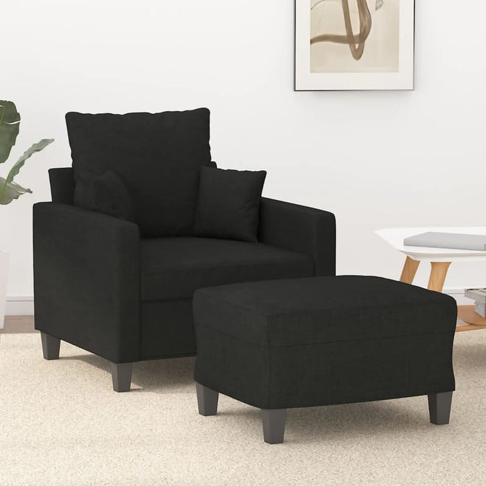 Fotoliu canapea cu taburet, negru, 60 cm, material textil - WALTI WALTI