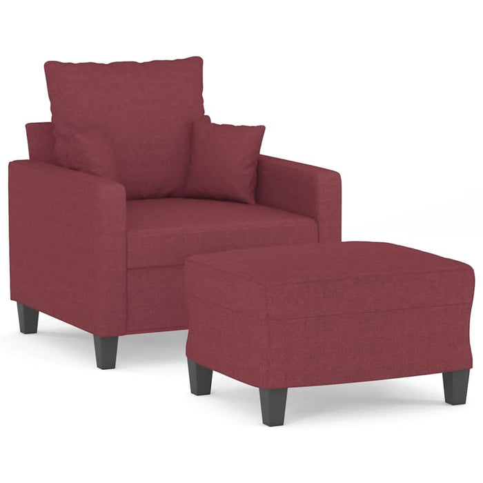 Fotoliu canapea cu taburet, roșu vin, 60 cm, material textil - WALTI WALTI
