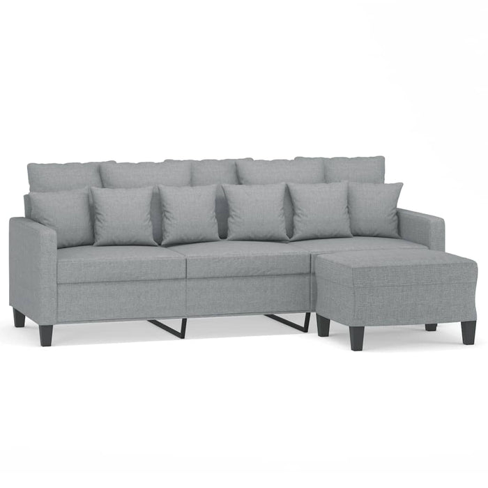 Canapea cu 3 locuri și taburet, gri deschis, 180 cm, textil - WALTI WALTI