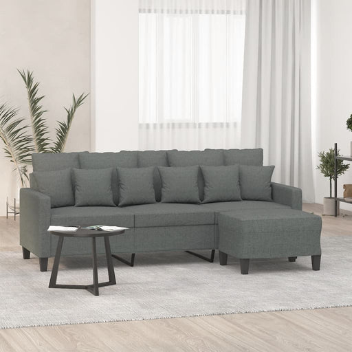 Canapea cu 3 locuri și taburet, gri închis, 180 cm, textil - WALTI WALTI