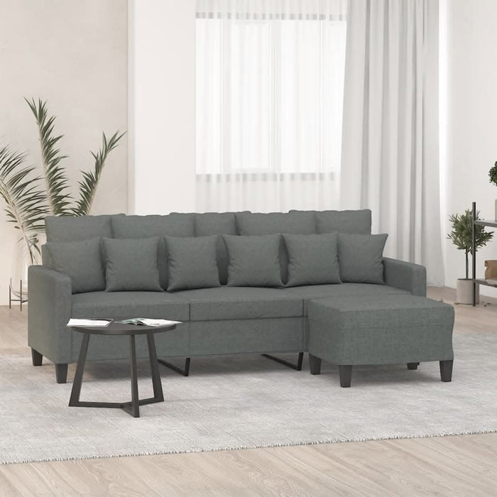 Canapea cu 3 locuri și taburet, gri închis, 180 cm, textil - WALTI WALTI