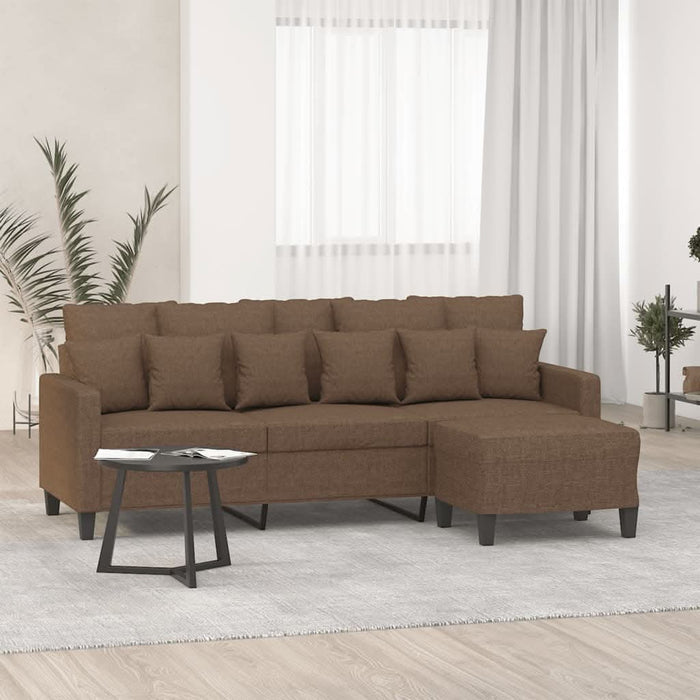 Canapea cu 3 locuri cu taburet, maro, 180 cm, material textil - WALTI WALTI