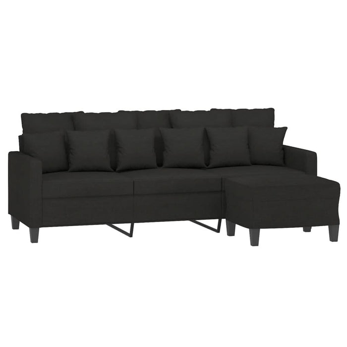 Canapea cu 3 locuri cu taburet, negru, 180 cm, material textil - WALTI WALTI