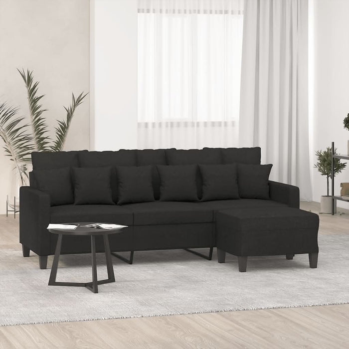 Canapea cu 3 locuri cu taburet, negru, 180 cm, material textil - WALTI WALTI