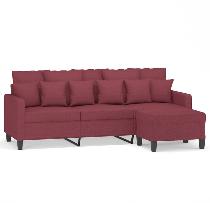 Canapea cu 3 locuri și taburet, roșu vin, 180 cm, textil - WALTI WALTI