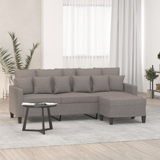 Canapea cu 3 locuri și taburet, taupe, 180 cm, material textil - WALTI WALTI