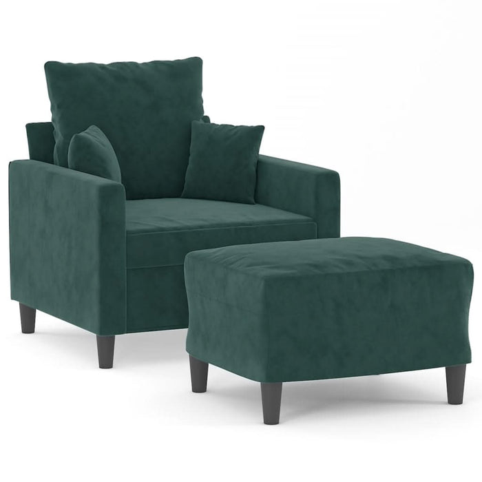 Fotoliu canapea cu taburet, verde închis, 60 cm, catifea - WALTI WALTI