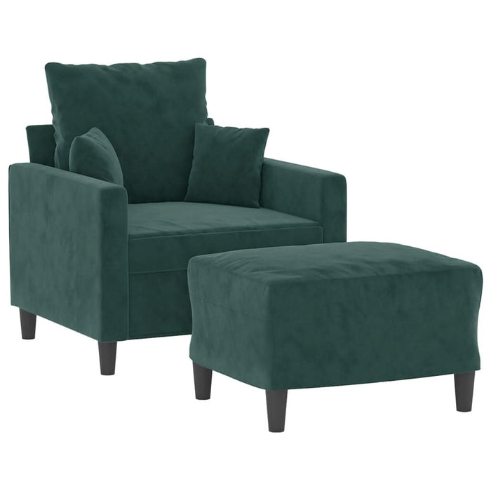Fotoliu canapea cu taburet, verde închis, 60 cm, catifea - WALTI WALTI