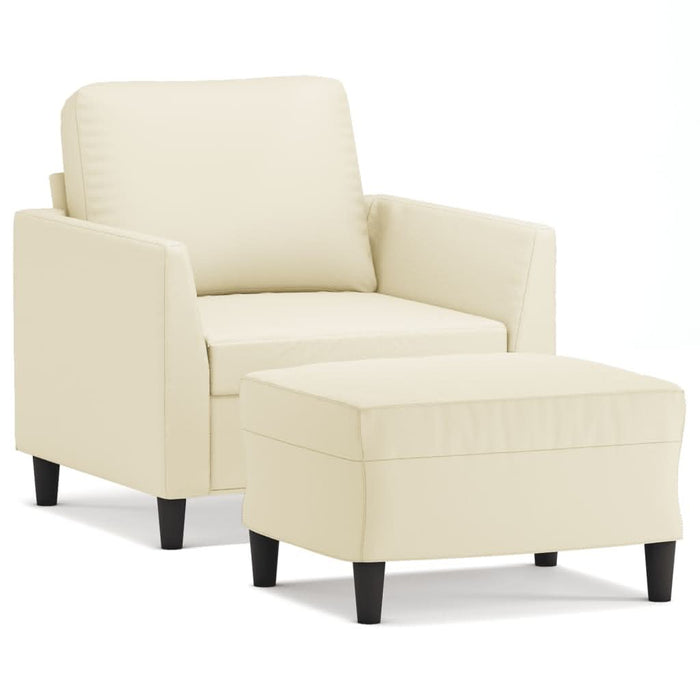 Fotoliu canapea cu taburet, crem, 60 cm, piele ecologică - WALTI WALTI