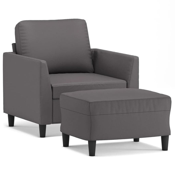 Fotoliu canapea cu taburet, gri, 60 cm, piele ecologică - WALTI WALTI